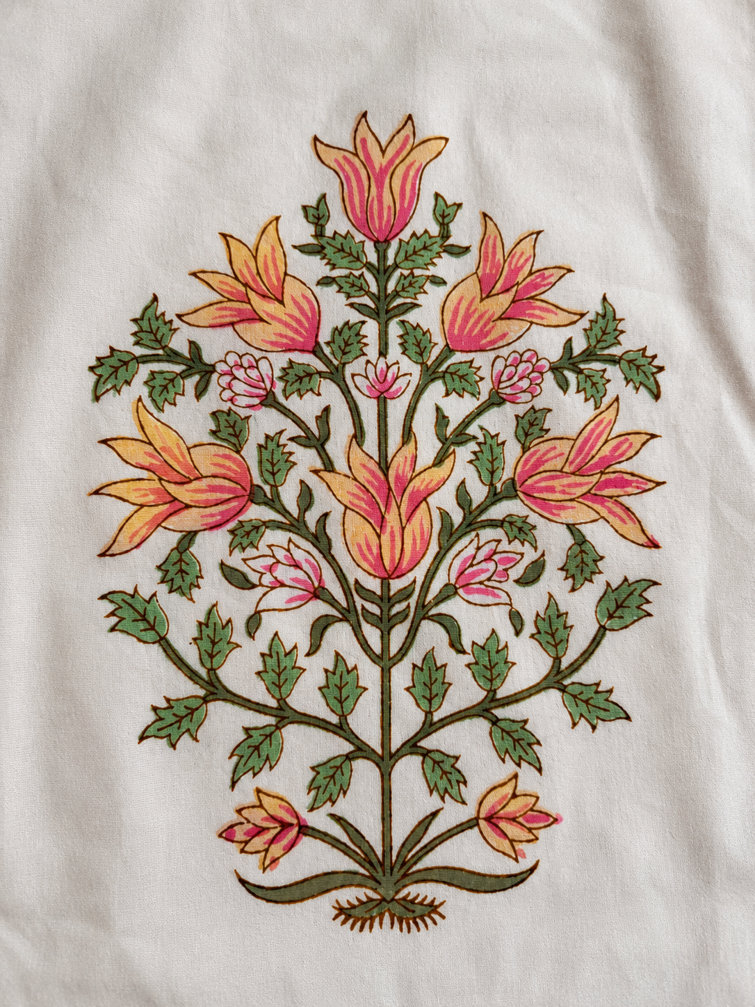 Kesariya orange bedsheet motif detail