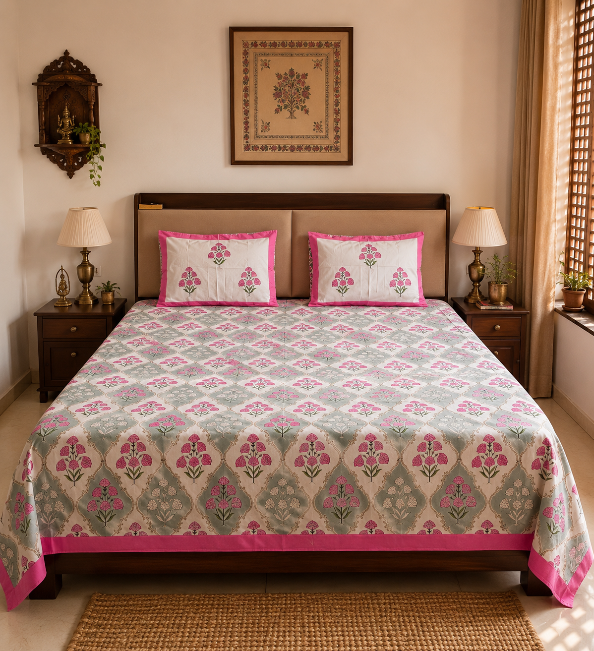 Pushplata pink bedsheet close up