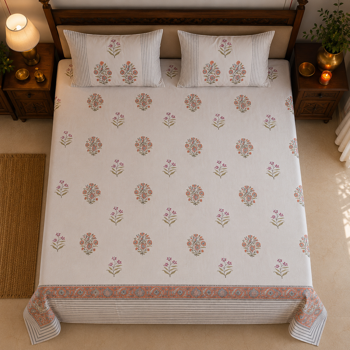 Close-up of Gulmohar bedsheet print