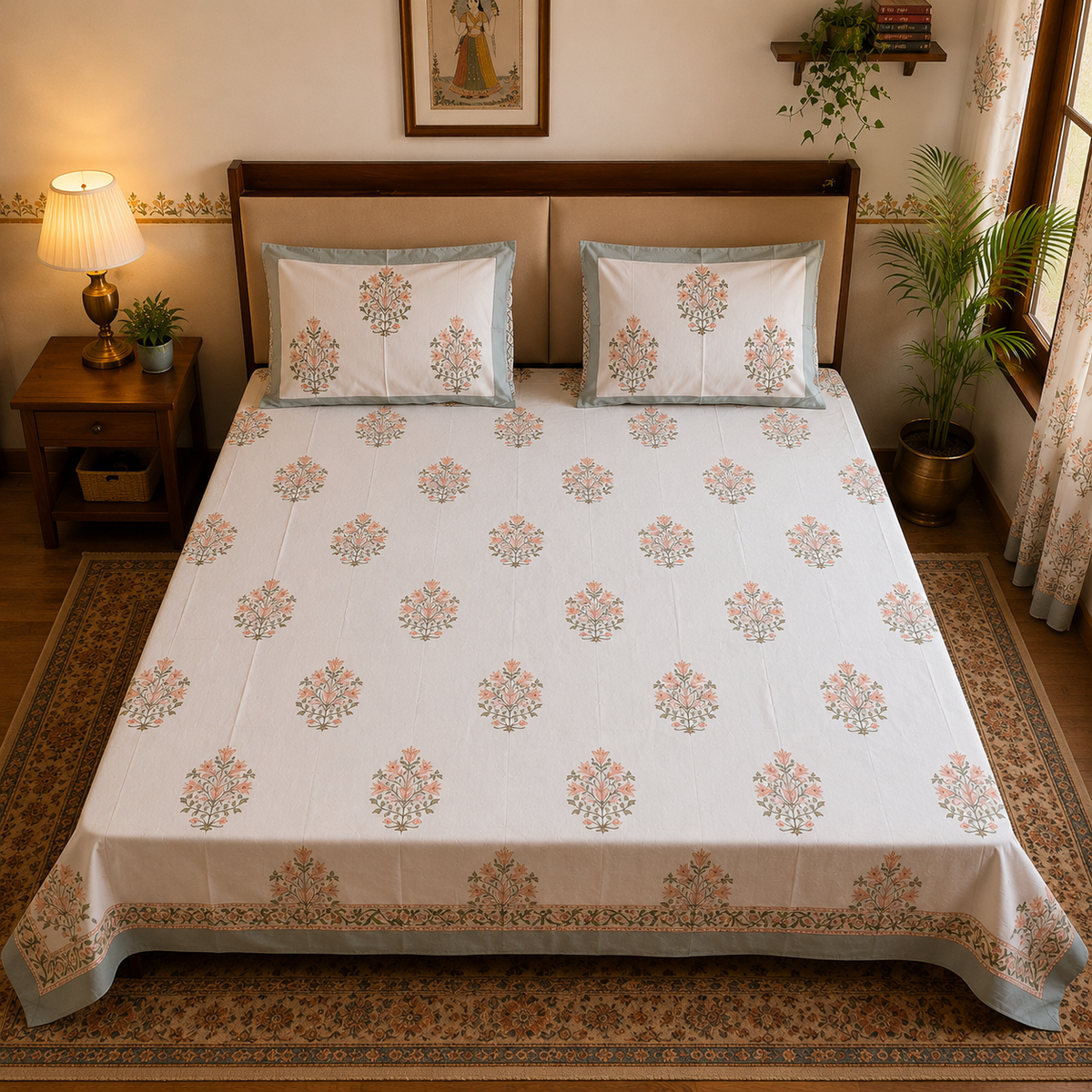 Kesariya orange bedsheet close up