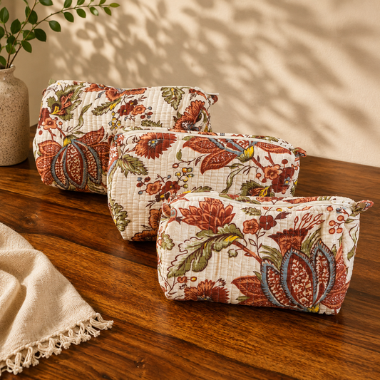 Tamra Quilted Cotton Pouch Set - front view