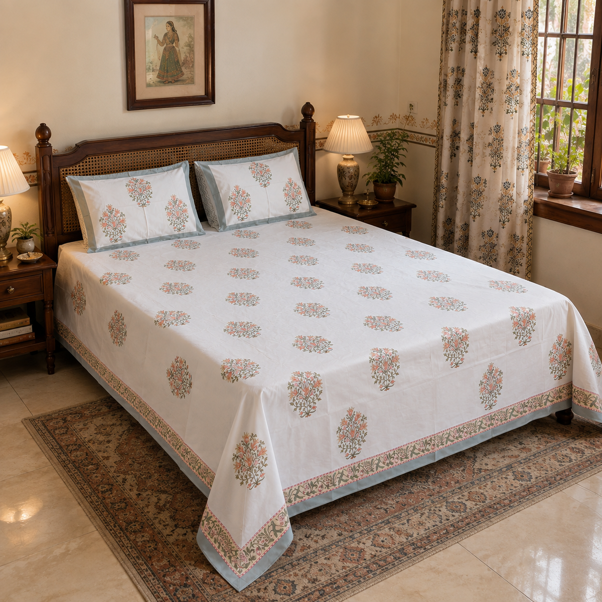 Kesariya orange bedsheet detail