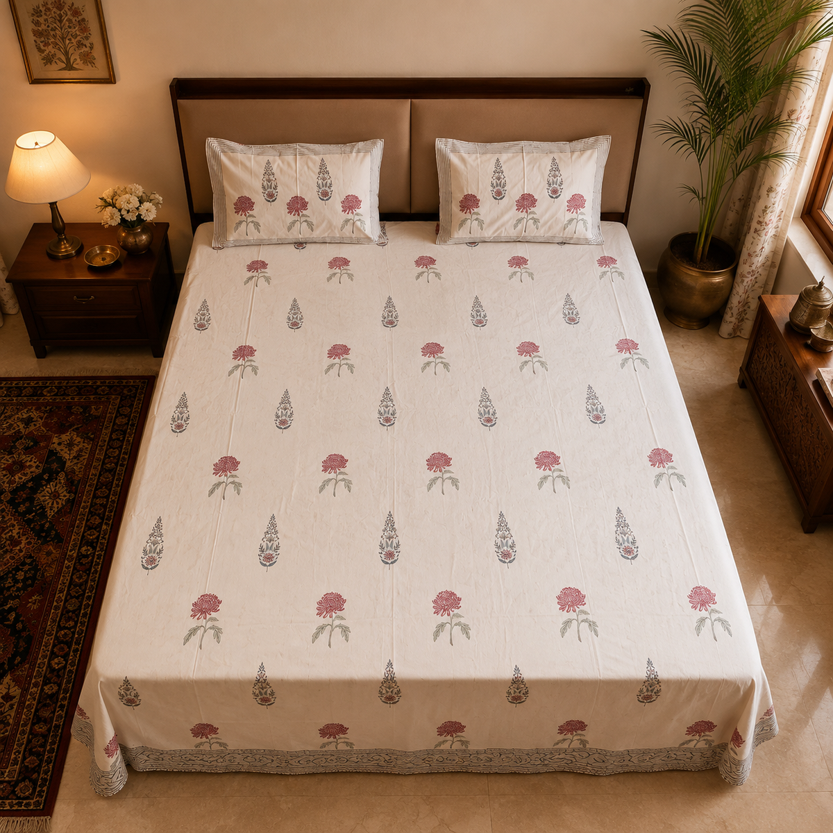 Ambari rust bedsheet fabric detail