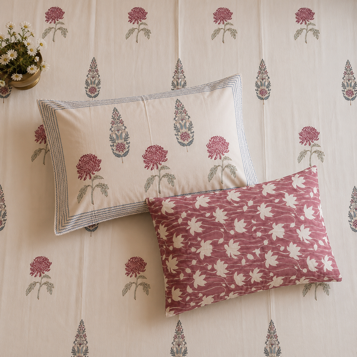 Ambari rust bedsheet with pillow covers