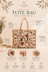Kesari Quilted Cotton Tote Bag - feature infographic