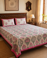 Pushplata pink bedsheet fabric detail