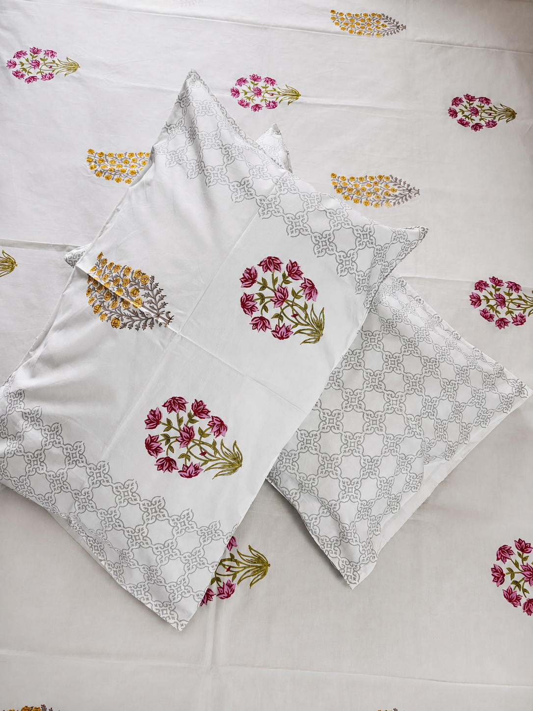 Gulnaar bedsheet hand block print detail