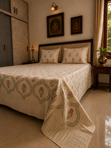 Close-up of Kusumrekha champagne floral print
