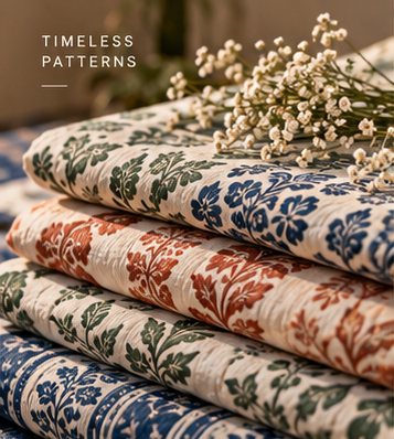 Stacked hand block printed quilts