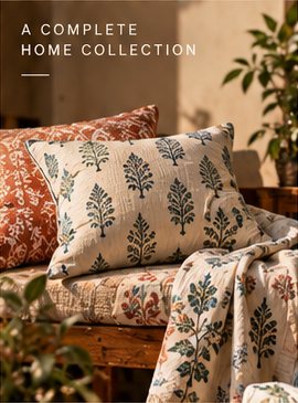 Hand block printed cushions and throw